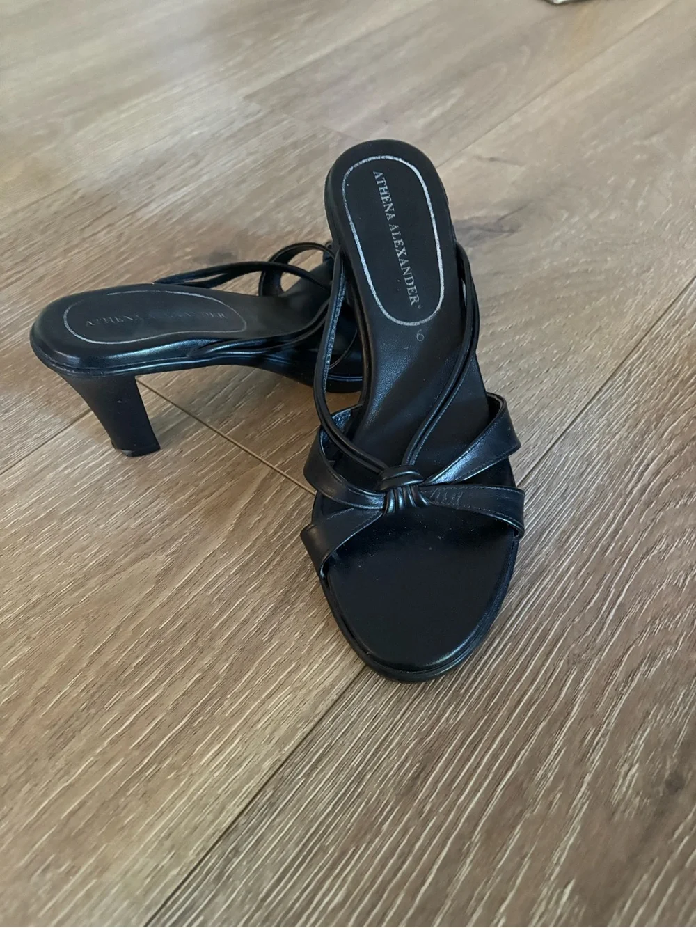 Athena Alexander Black Strappy Knot Heels